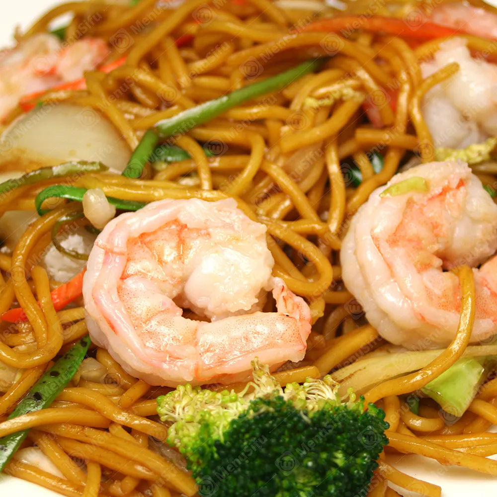 Shrimp lo mein with broccoli at Ming Wok, a Chinese Restaurant in Fort Worth